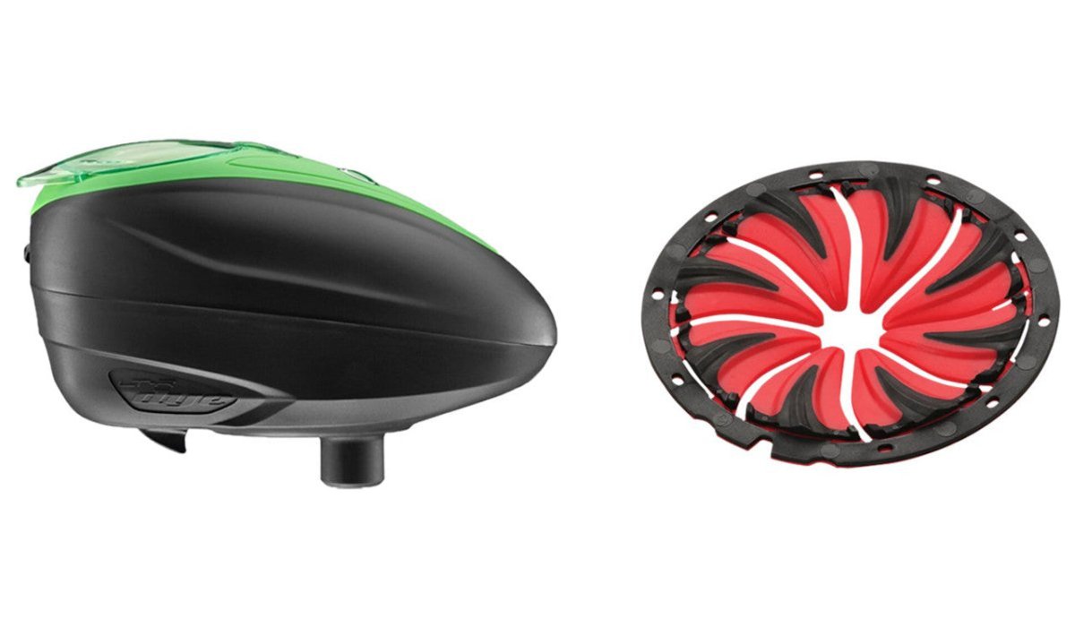 Dye LT - R Paintball Loader Hopper - Black Lime w/ Red LT - R Quickfeed Speedfeed - P8Ball - Buy, Sell, Trade