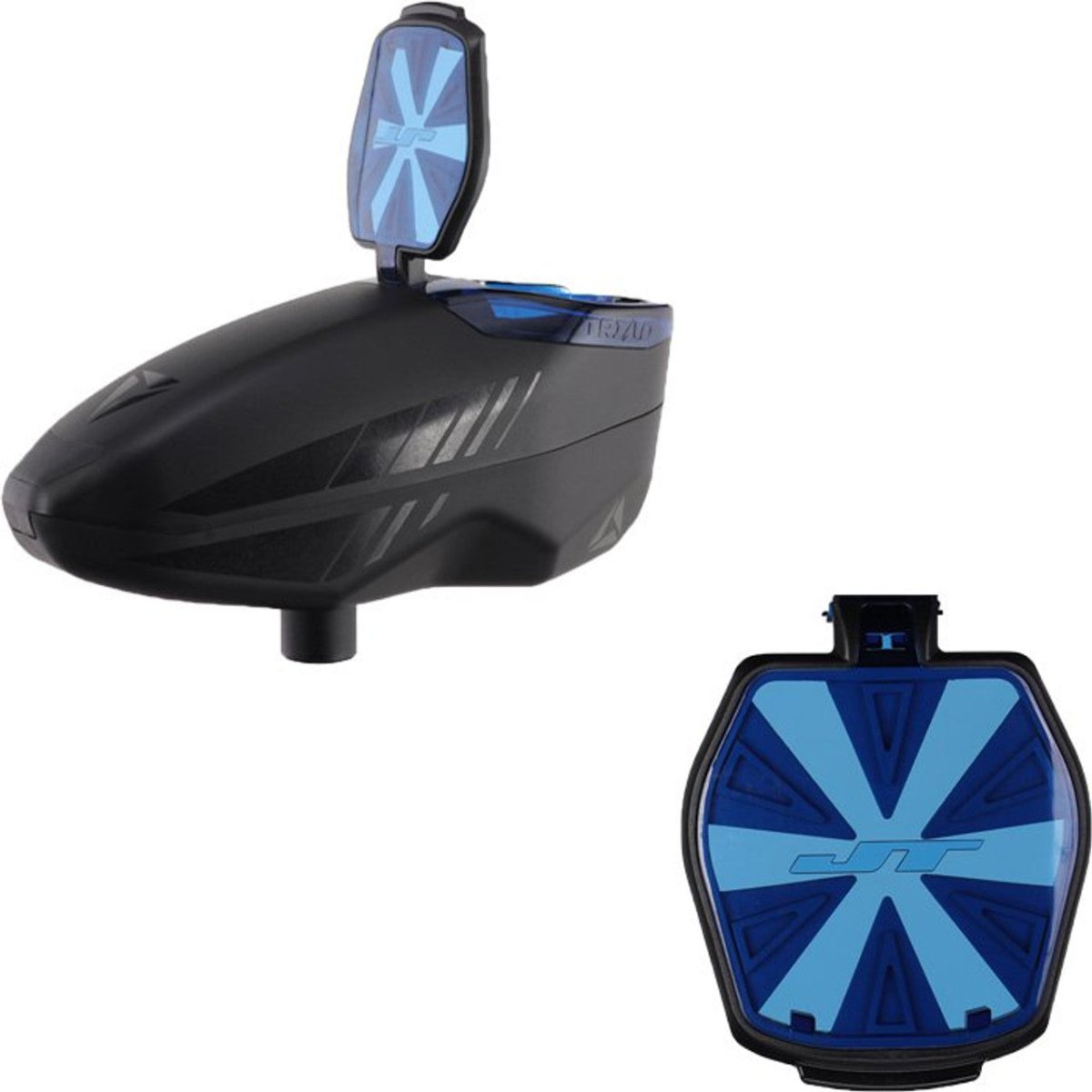 JT Paintball Triad Electronic Hopper Loader - Black with Blue Speedfeed - P8Ball - Buy, Sell, Trade