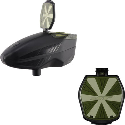 JT Paintball Triad Electronic Hopper Loader - Black with Olive Speedfeed - P8Ball - Buy, Sell, Trade
