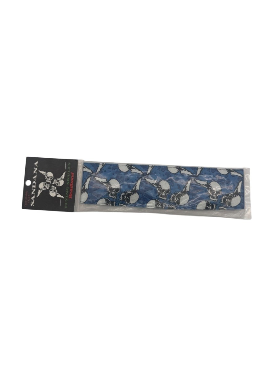 SANDANA HEADBAND BLUE/WHITE FLYING SKULLS - P8Ball - Buy, Sell, Trade