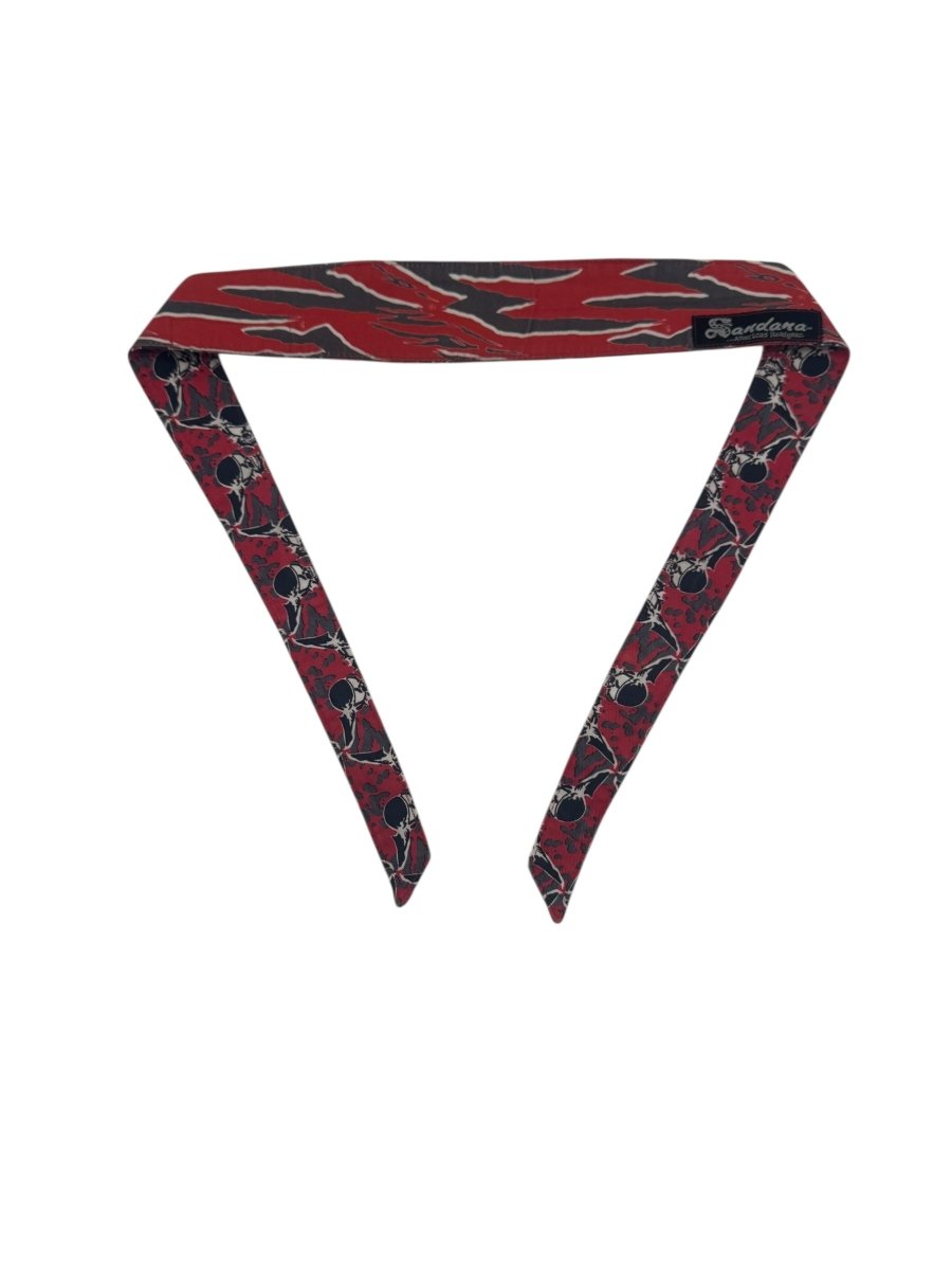 SANDANA HEADBAND RED/BLACK FLYING SKULLS/TIGERSTRIPE REVERSIBLE - P8Ball - Buy, Sell, Trade