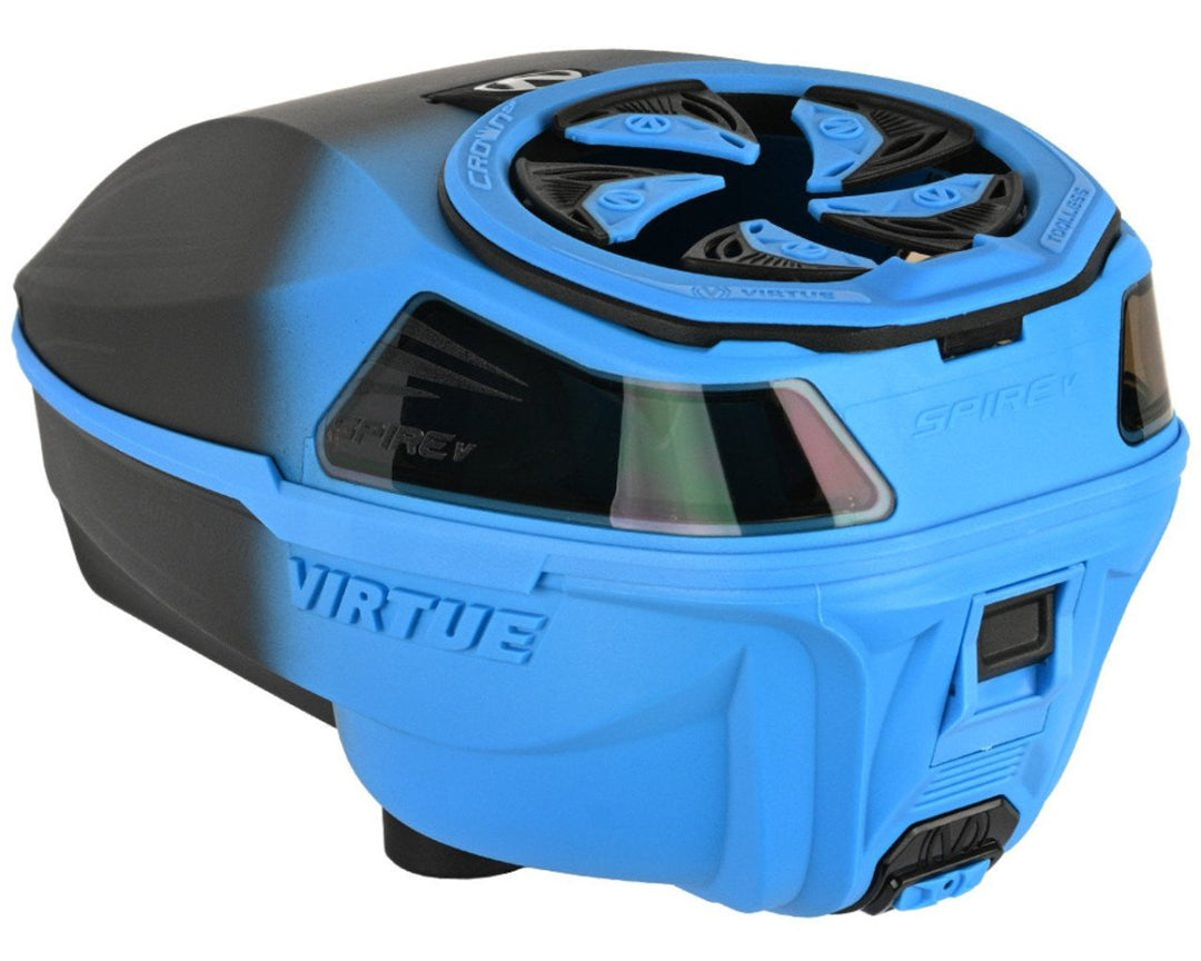 Virtue Spire V 5 Electronic Paintball Hopper Loader w/ Speedfeed and Lid - Cyan Black Fade - P8Ball - Buy, Sell, Trade