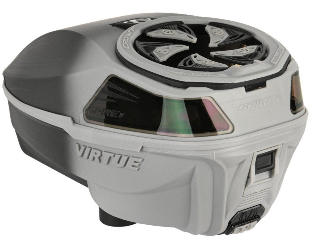 Virtue Spire V 5 Electronic Paintball Hopper Loader w/ Speedfeed and Lid - Silver Black Fade - P8Ball - Buy, Sell, Trade